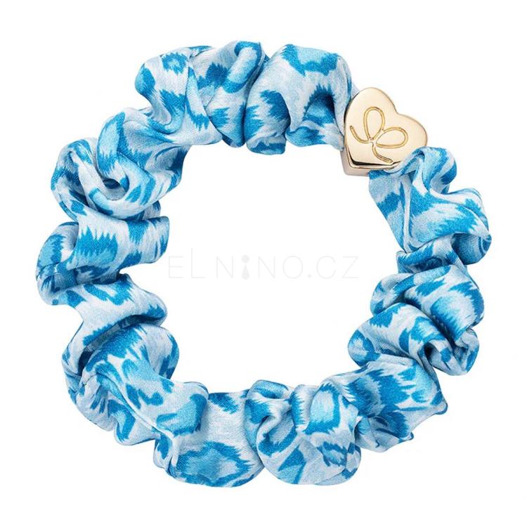 By Eloise London Silk Scrunchie Gold Heart Gumička na vlasy pro ženy 1 ks Odstín Blue Leopard