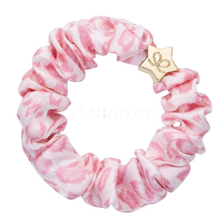 By Eloise London Silk Scrunchie Gold Star Gumička na vlasy pro ženy 1 ks Odstín Pink Leopard