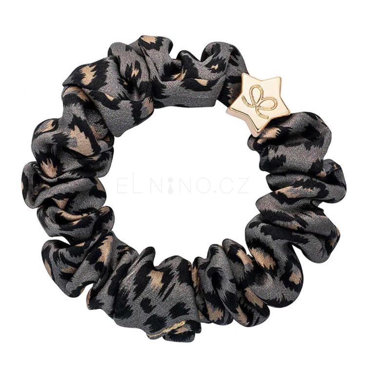 By Eloise London Skinny Silk Scrunchie Gold Star Gumička na vlasy pro ženy 1 ks Odstín Grey Leopard