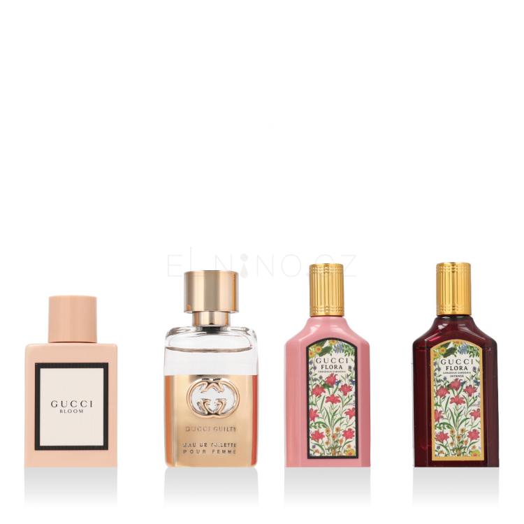 Gucci Mini Set Dárková kazeta EDP Bloom 5 ml + EDP Flora Gorgeous Gardenia 5 ml + EDP Flora Gorgeous Gardenia Intense 5 ml + EDT Guilty Pour Femme 5 ml
