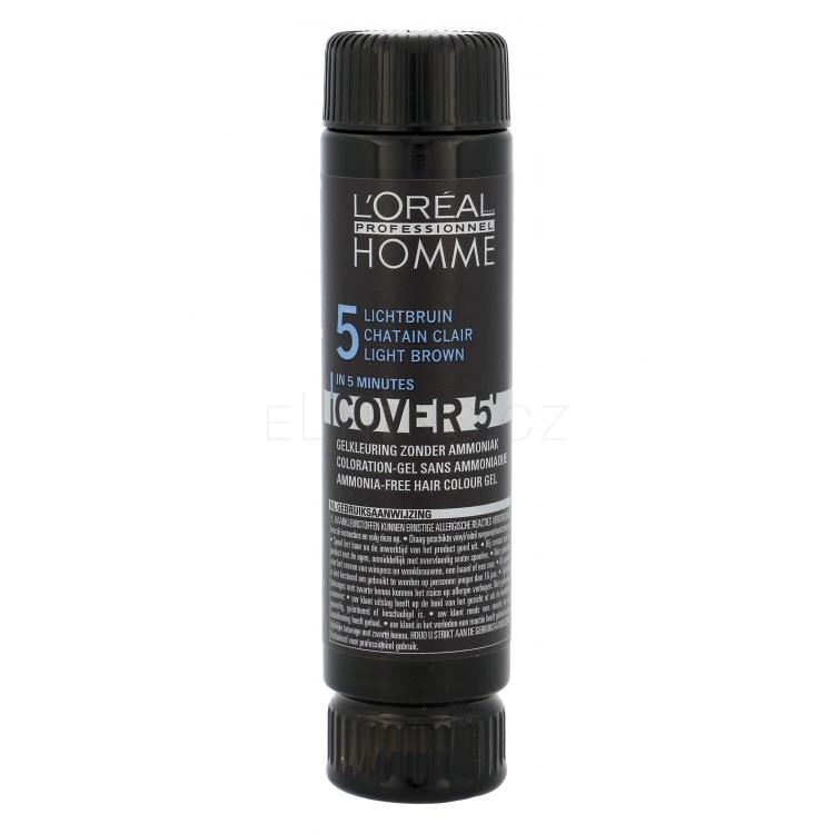 L&#039;Oréal Professionnel Homme Cover 5´ Barva na vlasy pro muže 3x50 ml Odstín 5 Light Brown