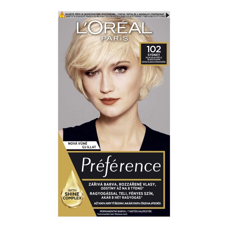 L&#039;Oréal Paris Préférence Féria Barva na vlasy pro ženy 60 ml Odstín 102 Iridescent Pearl Blonde