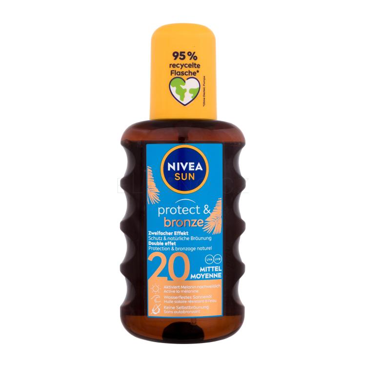 Nivea Sun Protect &amp; Bronze Oil Spray SPF20 Opalovací přípravek na tělo 200 ml