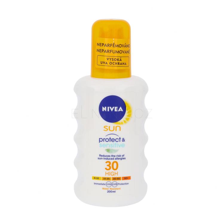 Nivea Sun Protect &amp; Sensitive Spray SPF30 Opalovací přípravek na tělo 200 ml