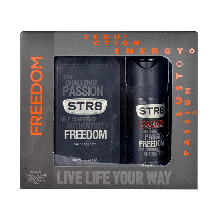 STR8 Freedom Dárková kazeta toaletní voda 100 ml + deodorant 150 ml poškozená krabička