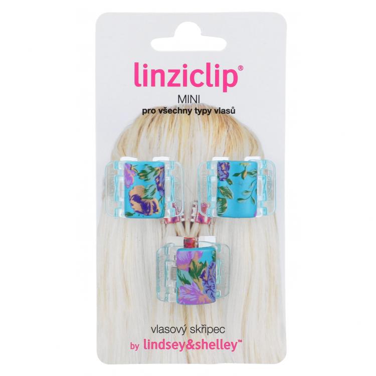 Linziclip Mini Skřipec na vlasy pro ženy 3 ks Odstín Turquoise Pearl Flowers