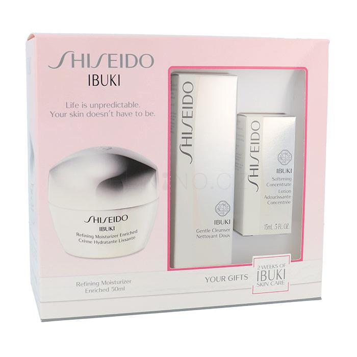 Shiseido Ibuki Dárková kazeta pleťový krém Refining Moisturizer Enriched 50 ml + čisticí pěna Gentle Cleanser 30 ml + zklidňující pleťová emulze Softening Concentrate 15 ml