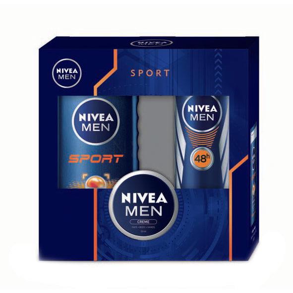 Nivea Men Sport Dárková kazeta sprchový gel 250 ml+ antiperspirant 150 ml + univerzální krém 30 ml