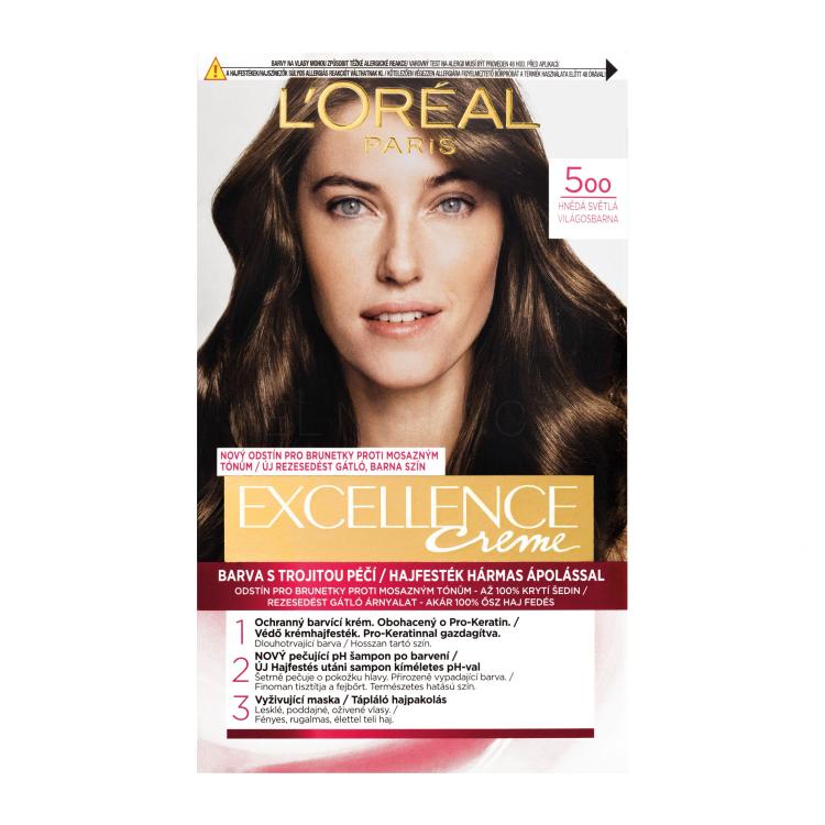 L&#039;Oréal Paris Excellence Creme Triple Protection Barva na vlasy pro ženy 48 ml Odstín 500 Natural Brown