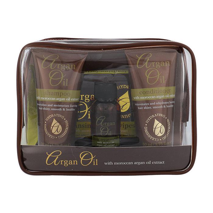 Xpel Argan Oil Dárková kazeta šampon 50 ml + kondicionér 50 ml + vlasový olej 15 ml + čisticí ubrousky 15 ks