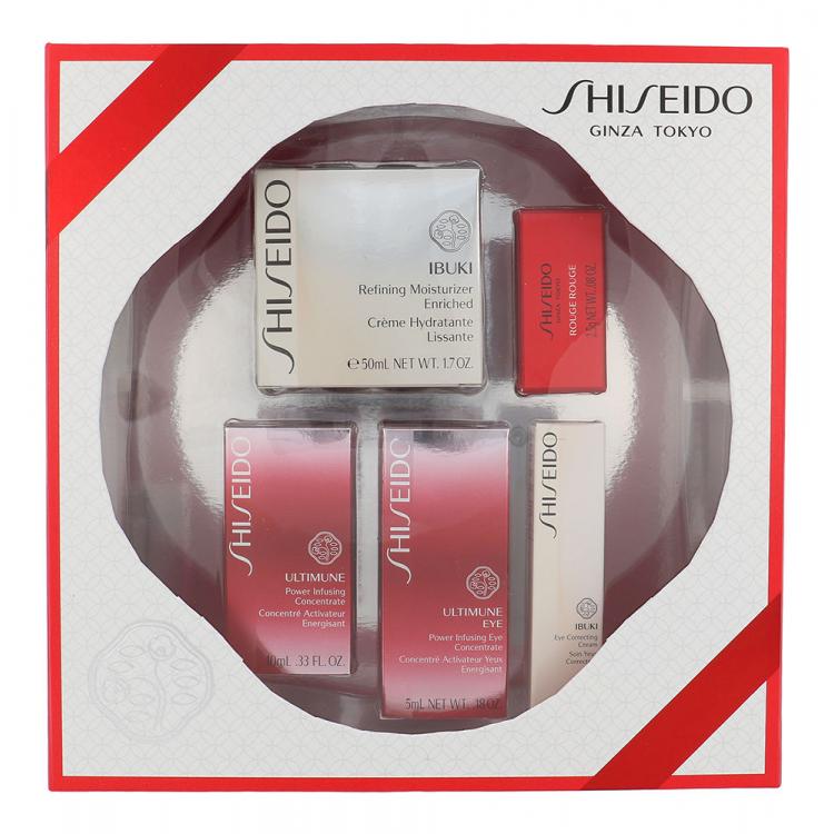 Shiseido Ibuki Refining Moisturizer Enriched Dárková kazeta Ibuki Refining Moisturizer Enriched 50 ml + Ultimune Concentrate 10 ml + Ultimune Eye Concentrate 5 ml + Ibuki Eye Cream 5 ml + Rouge 2,5 g RD501