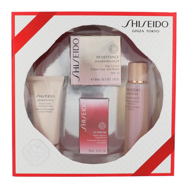 Shiseido Benefiance Wrinkle Resist 24 SPF15 Dárková kazeta Wrinkle Resist 24 Day Cream SPF15 50 ml+ Cleansing Foam 50 ml + Wrinkle Resist 24 Softener Enriched 75 ml + Ultimune Power Infusing Concentrate 10 ml
