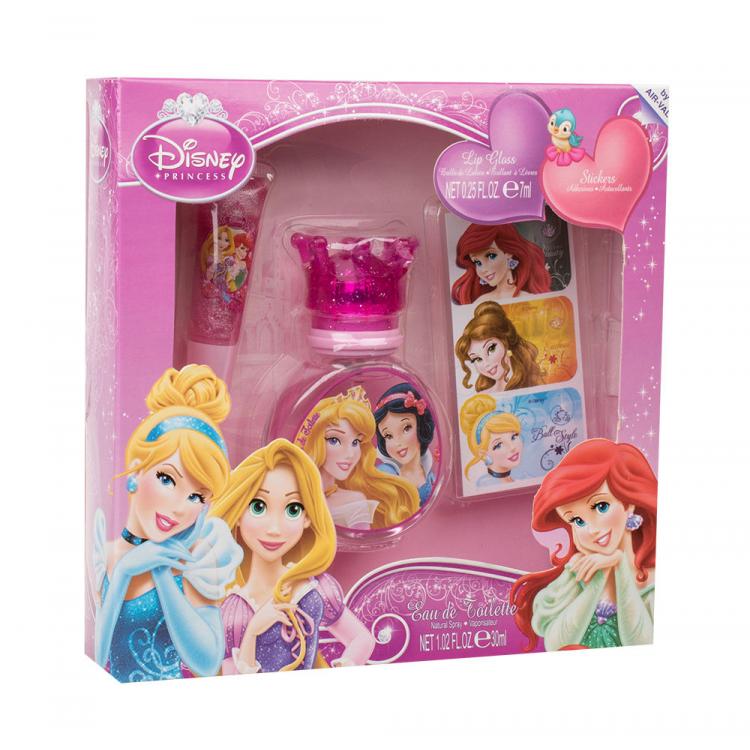 Disney Princess Princess Dárková kazeta toaletní voda 30 ml + lesk na rty 7 ml + samolepky