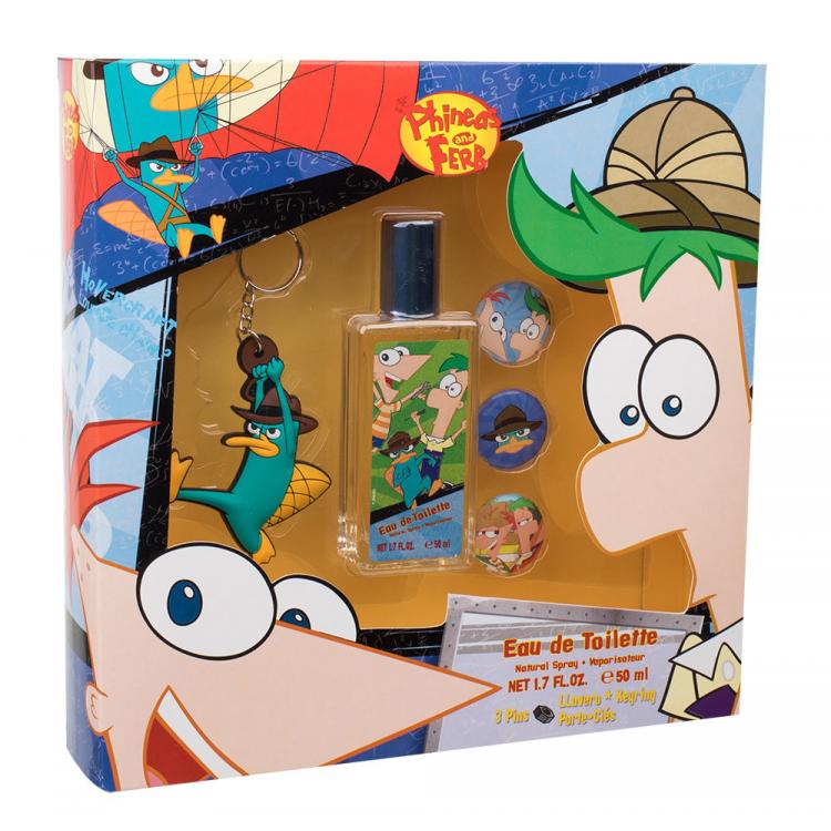 Disney Phineas and Ferb Dárková kazeta toaletní voda 50 ml + klíčenka + odznaky