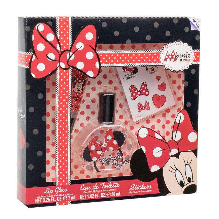 Disney Minnie Mouse Dárková kazeta toaletní voda 30 ml + lesk na rty 7 ml + samolepky