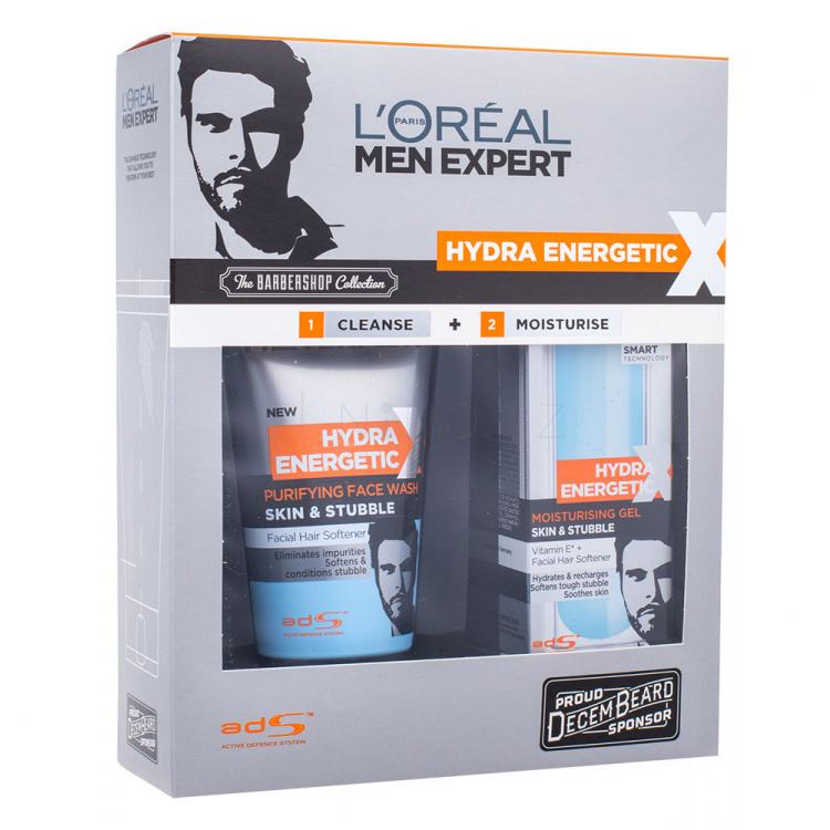 L&#039;Oréal Paris Men Expert Hydra Energetic Dárková kazeta čisticí pěna Skin &amp; Stubble Purifying Face Wash 150 ml + hydratační péče Skin &amp; Stubble Moisturising Gel 50 ml