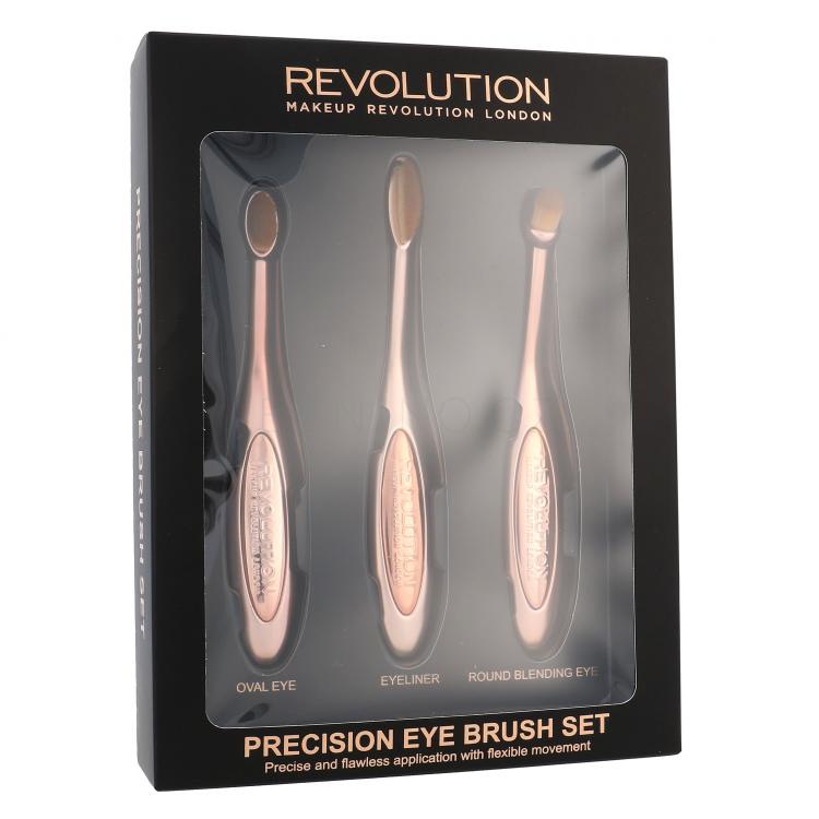 Makeup Revolution London Brushes Precision Eye Brush Dárková kazeta kosmetický štětec na oční stíny 1 ks kulatý + kosmetický štětec na oční stíny 1 ks oválný + kosmetický štětec na oční linky 1 ks