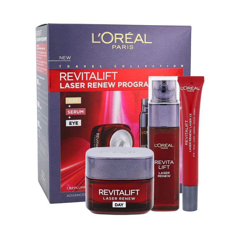 L&#039;Oréal Paris Revitalift Laser Renew Dárková kazeta denní pleťová péče 50 ml + pleťové sérum 30 ml + oční krém 15 ml