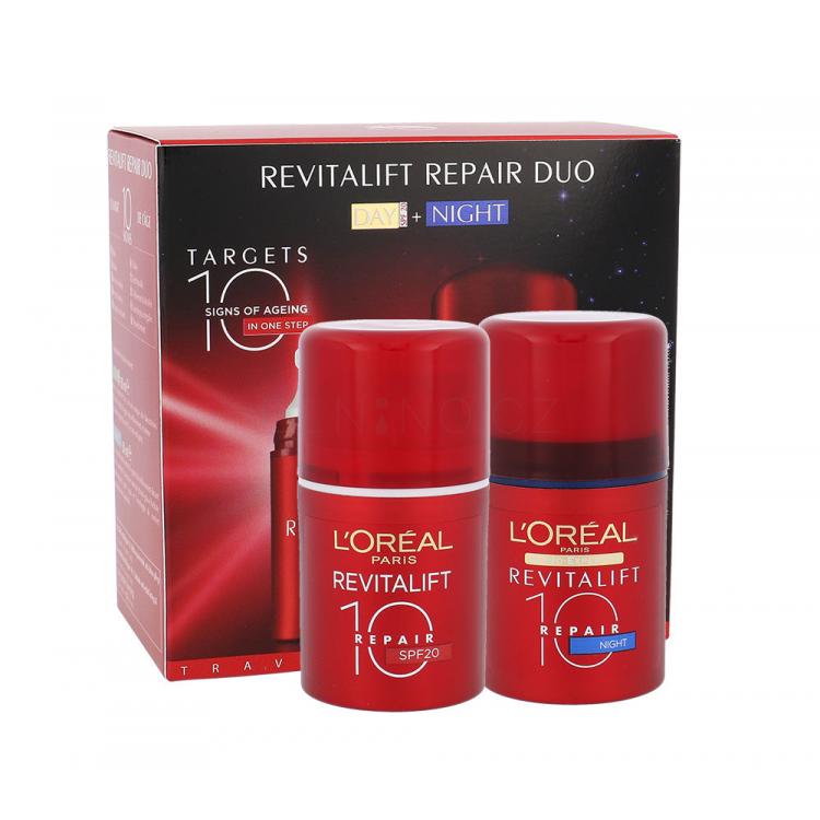 L&#039;Oréal Paris Revitalift 10 Repair SPF20 Dárková kazeta denní pleťová péče 50 ml + noční pleťová péče 50 ml