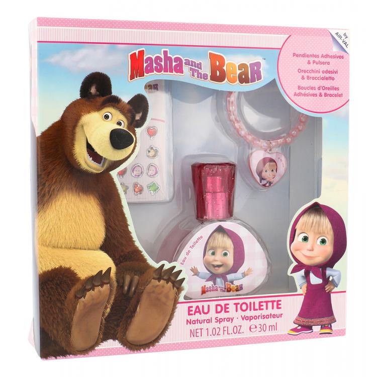 Disney Masha and The Bear Dárková kazeta toaletní voda 30 ml + náušnice + náramek