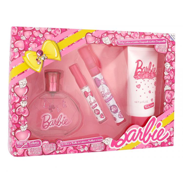 Barbie Barbie Dárková kazeta toaletní voda 100 ml + toaletní voda 9,5 ml + lesk na rty 2,5 ml + tělové mléko 150 ml