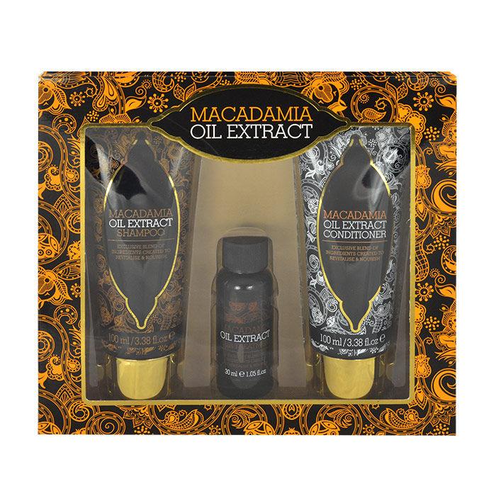 Xpel Macadamia Oil Extract Dárková kazeta šampon 100 ml + kondicionér 100 ml + sérum na vlasy 30 ml poškozená krabička