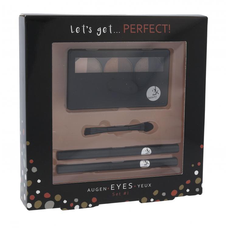 2K Let´s Get Perfect! Dárková kazeta paletka očních stínů 6,6 g + aplikátor očních stínů 1 ks + tužka na oči 0,2 g 086 + tužka na oči 0,2 g 088