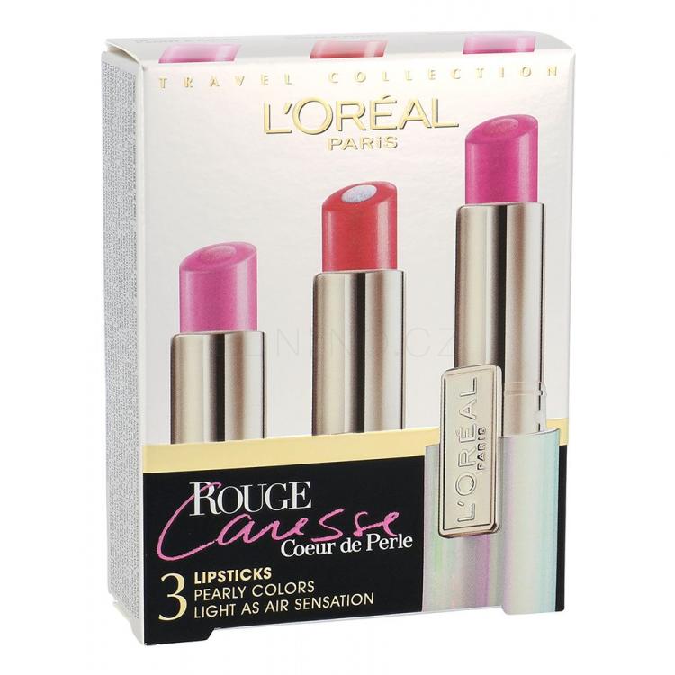 L&#039;Oréal Paris Rouge Caresse Dárková kazeta balzámová rtěnka 4,5 g + balzámová rtěnka 4,5 g 303 Coral &amp; Floral + balzámová rtěnka 4,5 g 12 Cherry &amp; Sassy