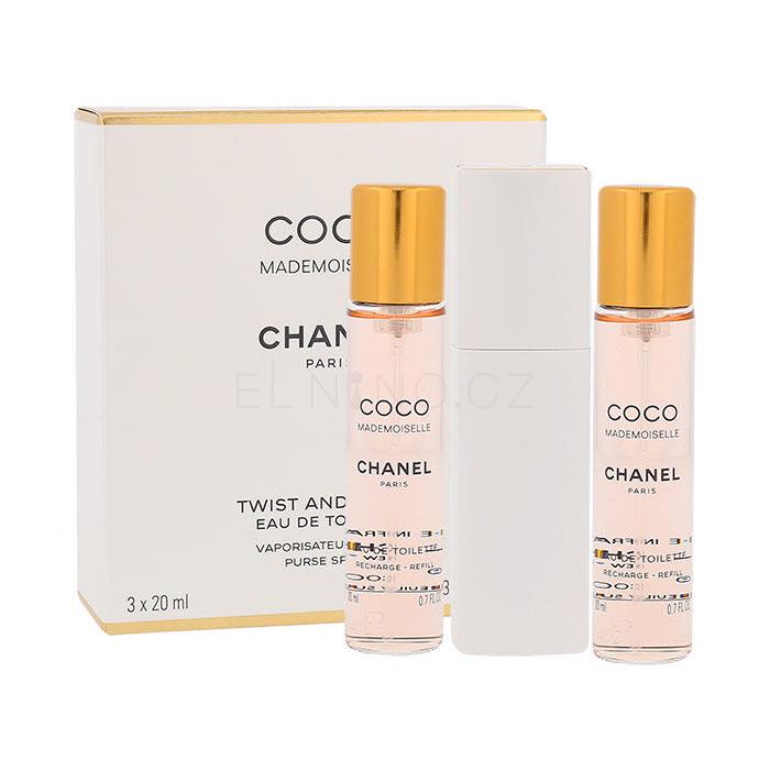 Chanel Coco Mademoiselle 3x 20 ml Toaletní voda pro ženy Twist and Spray 20 ml poškozená krabička
