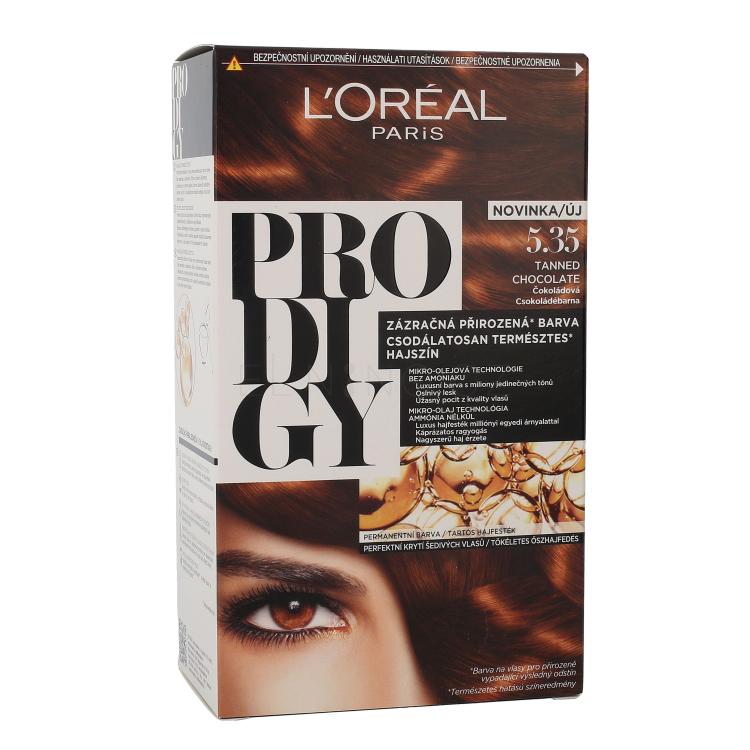 L&#039;Oréal Paris Prodigy Barva na vlasy pro ženy 1 ks Odstín 5.35 Tanned Chocolate poškozená krabička