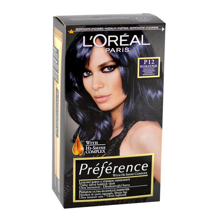 L&#039;Oréal Paris Préférence Féria Barva na vlasy pro ženy 60 ml Odstín P12 Blue Black Pearl poškozená krabička