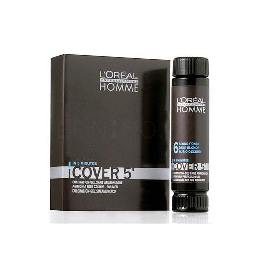 L&#039;Oréal Professionnel Homme Cover 5´ Barva na vlasy pro muže 3x50 ml Odstín 7 Medium Blond poškozená krabička