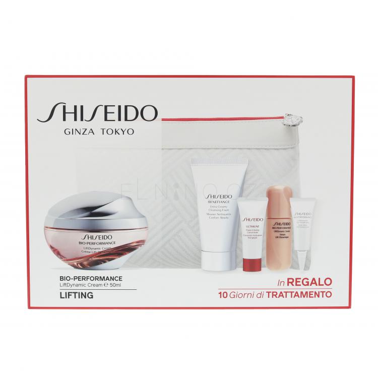 Shiseido Bio-Performance LiftDynamic Cream Dárková kazeta pleťový krém 50 ml + čisticí pěna BENEFIANCE 30 ml + sérum ULTIMUNE 5 ml + sérum LiftDynamic 7 ml + oční péče LiftDynamic 3 ml + kosmetická taška