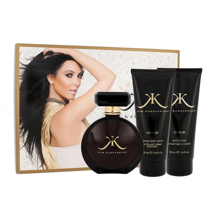 Kim Kardashian Gold Dárková kazeta parfémovaná voda 100 ml + tělové mléko 100 ml + sprchový gel 100 ml