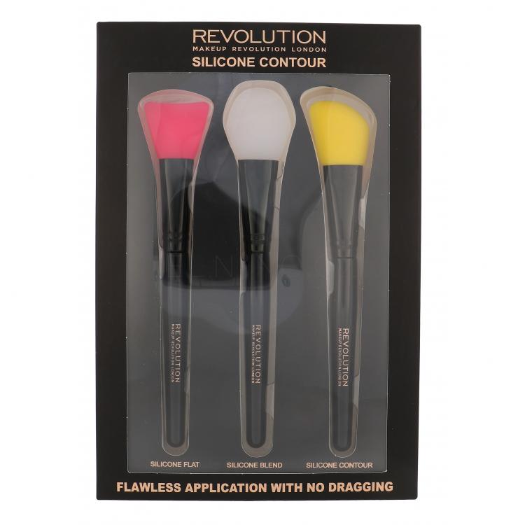 Makeup Revolution London Brushes Dárková kazeta plochý štětec 1 ks + blendovací štětec 1 ks + štětec pro konturování 1 ks