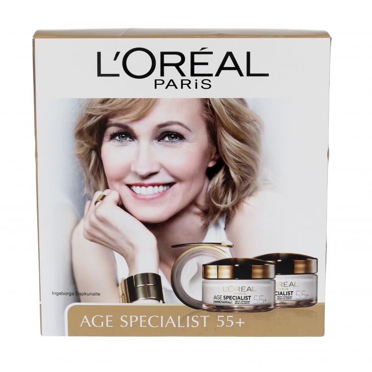 L&#039;Oréal Paris Age Specialist 55+ Dárková kazeta pleťový krém Age Specialist 55+ 50 ml + noční krém Age Specialist 55+ 50 ml poškozená krabička