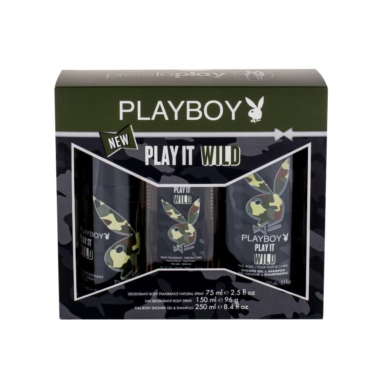 Playboy Play It Wild Dárková kazeta deodorant 150 ml + sprchový gel 250 ml+ deodorant 75 ml