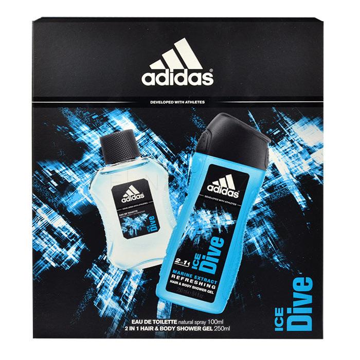 Adidas Ice Dive Dárková kazeta toaletní voda 100 ml + sprchový gel 250 ml poškozená krabička